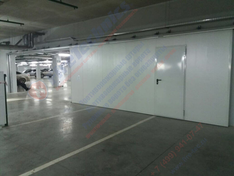 Otkatnye-protivopozharnye-vorota-FireTechnics-P-EI90-Butovo-Moll Откатные противопожарные ворота FireTechnics-P
