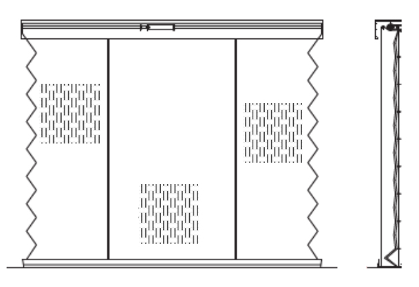 Схема противопожарной шторы в форме гармошки
